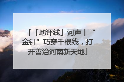 「地评线」河声丨“金针”巧穿千根线，打开善治河南新天地