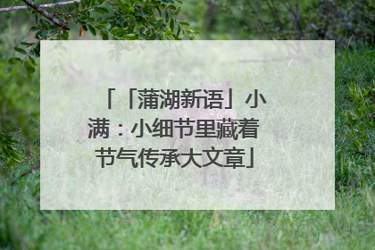 「蒲湖新语」小满：小细节里藏着节气传承大文章