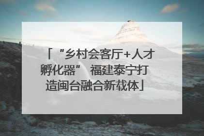 “乡村会客厅+人才孵化器” 福建泰宁打造闽台融合新载体