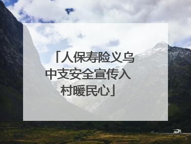 人保寿险义乌中支安全宣传入村暖民心
