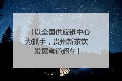 以全国供应链中心为抓手，贵州新茶饮发展弯道超车