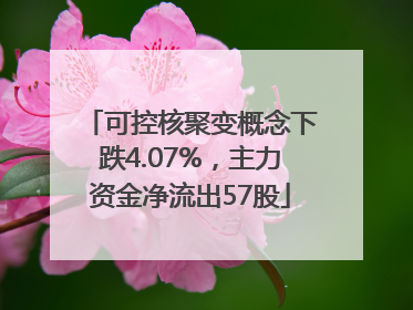 可控核聚变概念下跌4.07%，主力资金净流出57股
