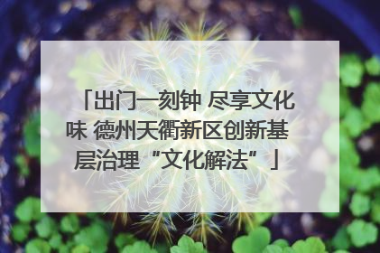 出门一刻钟 尽享文化味 德州天衢新区创新基层治理“文化解法”