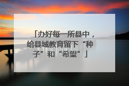 办好每一所县中，给县域教育留下“种子”和“希望”