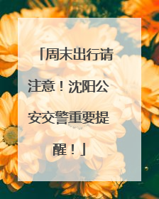 周末出行请注意！沈阳公安交警重要提醒！