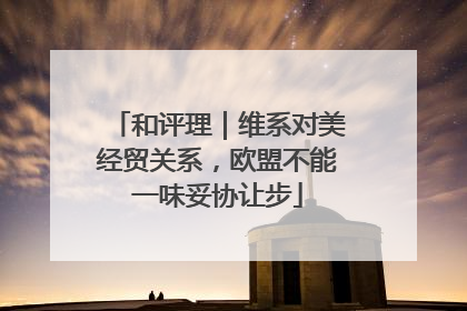 和评理｜维系对美经贸关系，欧盟不能一味妥协让步