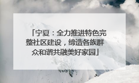 宁夏：全力推进特色完整社区建设，缔造各族群众和谐共融美好家园