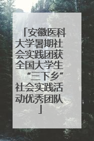 安徽医科大学暑期社会实践团获全国大学生“三下乡”社会实践活动优秀团队