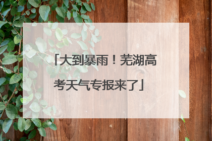 大到暴雨！芜湖高考天气专报来了