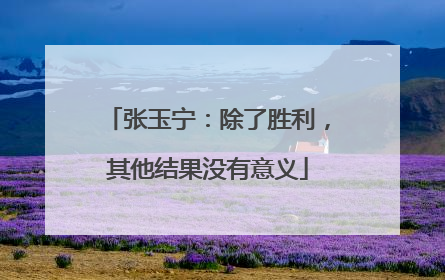 张玉宁：除了胜利，其他结果没有意义