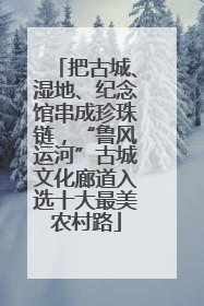 把古城、湿地、纪念馆串成珍珠链，“鲁风运河”古城文化廊道入选十大最美农村路