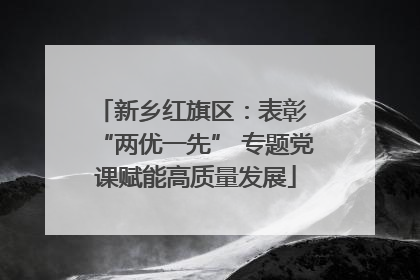 新乡红旗区：表彰 “两优一先” 专题党课赋能高质量发展