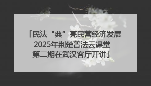 民法“典”亮民营经济发展 2025年荆楚普法云课堂第二期在武汉客厅开讲