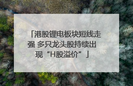 港股锂电板块短线走强 多只龙头股持续出现“H股溢价”