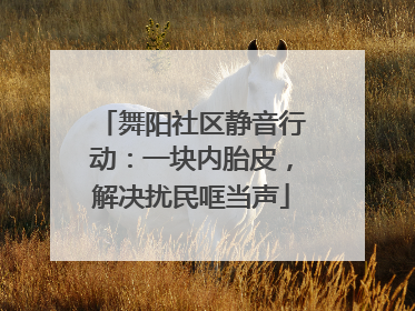 舞阳社区静音行动：一块内胎皮，解决扰民哐当声