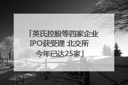 英氏控股等四家企业IPO获受理 北交所今年已达25家