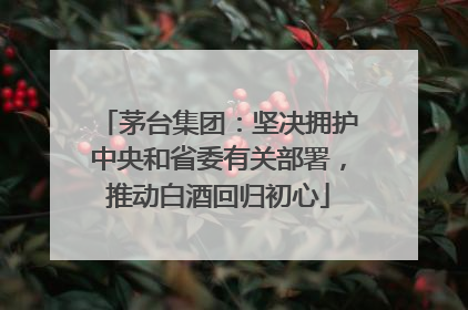 茅台集团：坚决拥护中央和省委有关部署，推动白酒回归初心