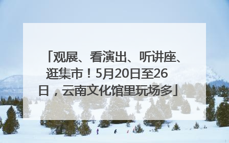 观展、看演出、听讲座、逛集市！5月20日至26日，云南文化馆里玩场多