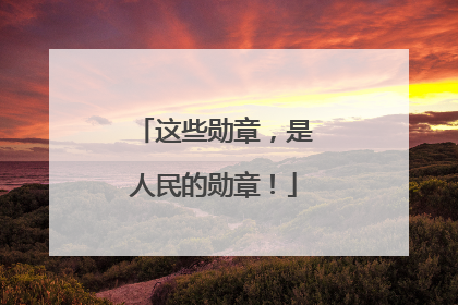 这些勋章，是人民的勋章！