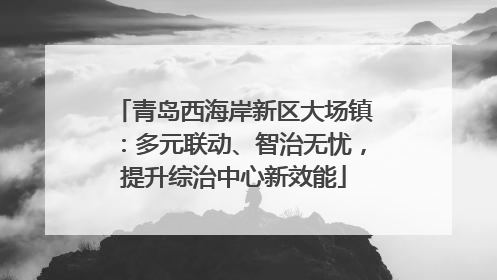 青岛西海岸新区大场镇：多元联动、智治无忧，提升综治中心新效能