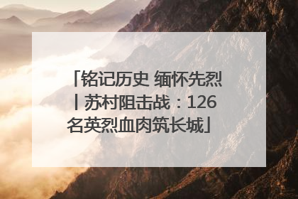 铭记历史 缅怀先烈丨苏村阻击战：126名英烈血肉筑长城