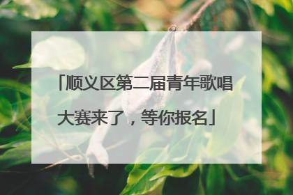顺义区第二届青年歌唱大赛来了，等你报名
