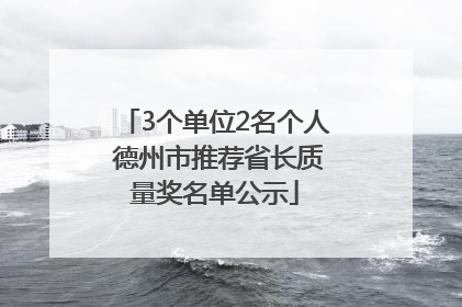 3个单位2名个人 德州市推荐省长质量奖名单公示