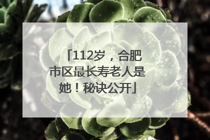 112岁，合肥市区最长寿老人是她！秘诀公开